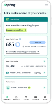 Preview of the LendingTree Spring dashboard