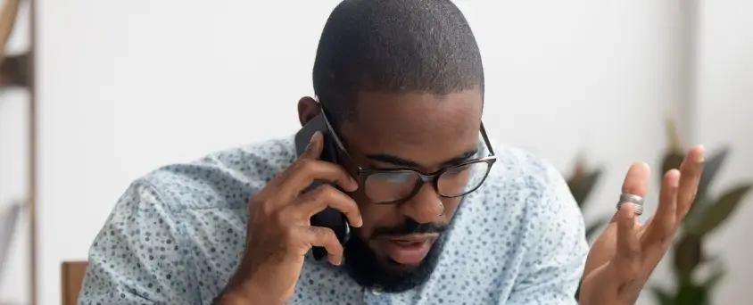 Man on tense phone call